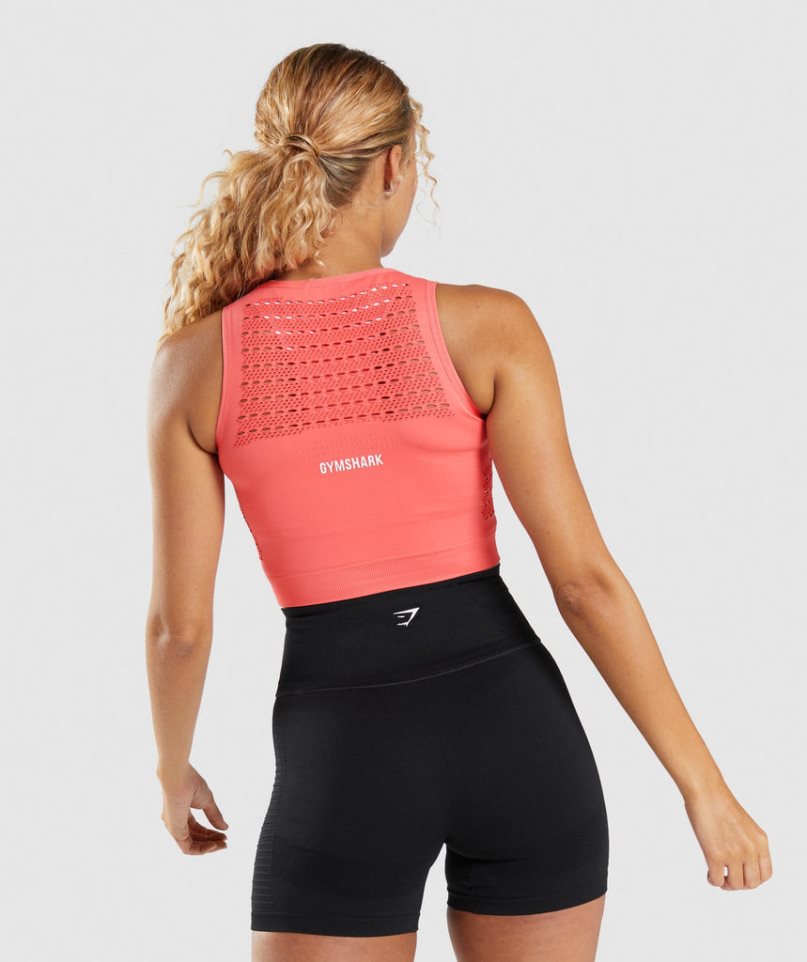 Women's Gymshark Energy Seamless Cropped Tops Pink | CA 860AN1